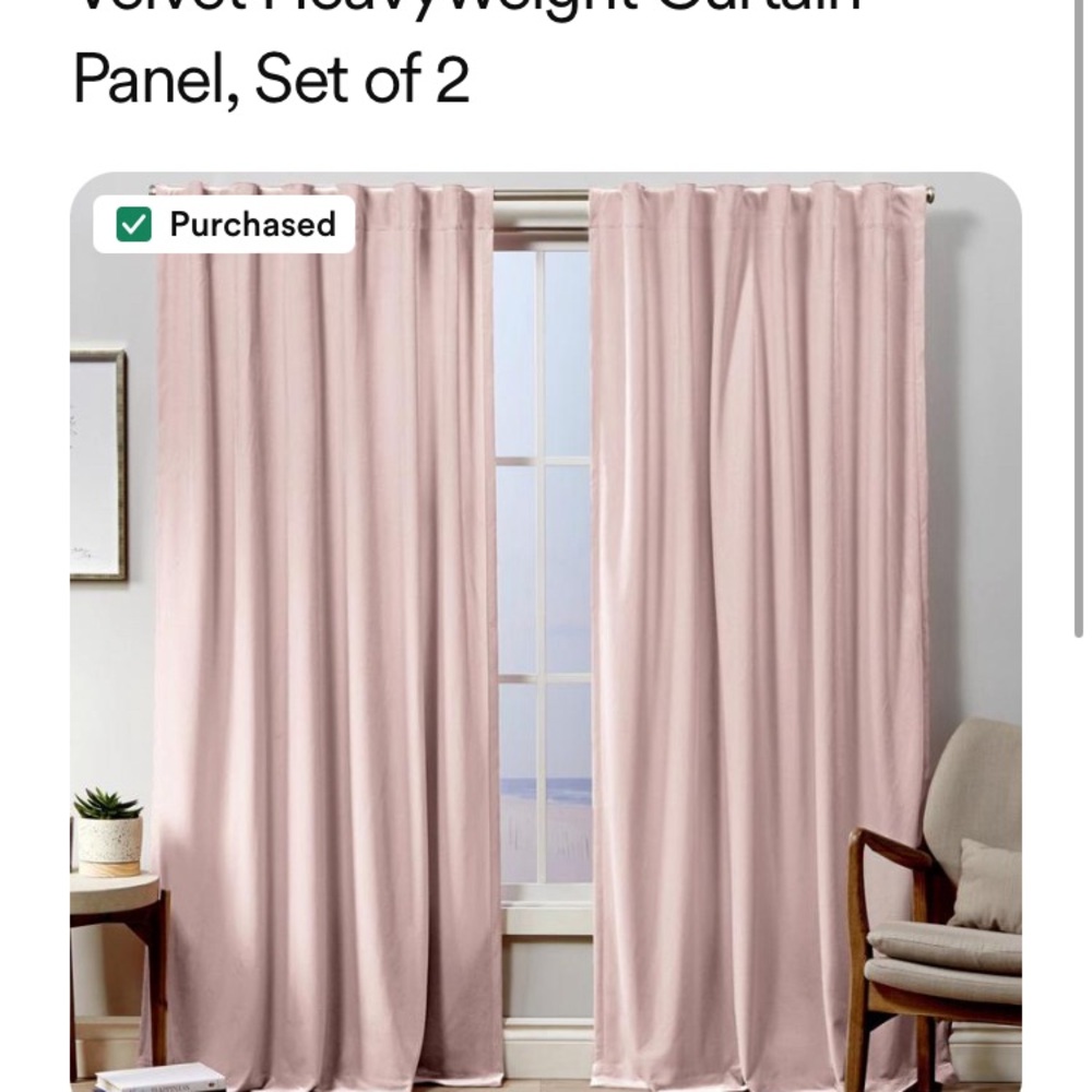 Martha Stewart Pink Velvet Heavyweight Curtain Panel Set